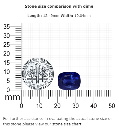 BLUE SAPPHIRE Cushion 11.59 cts. GIA Certified  Untreated