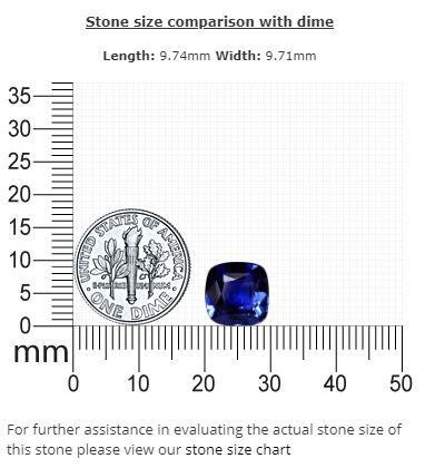 BLUE SAPPHIRE GIA Certified 5.05  cts. Cushion