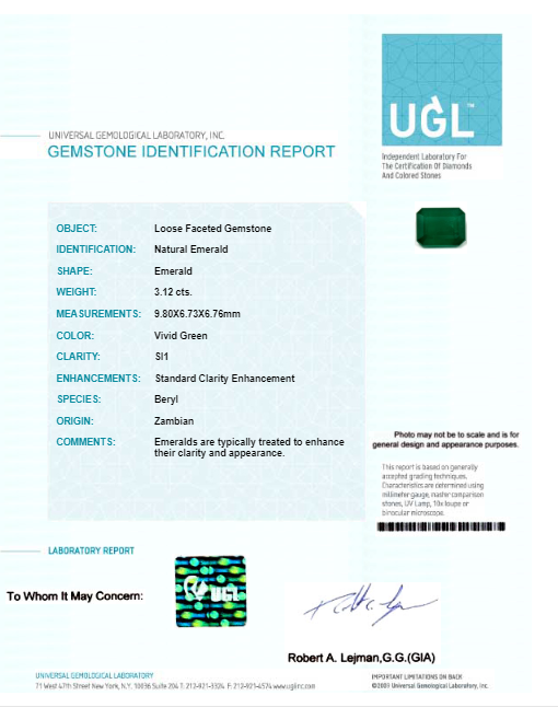 Copy of 3.11 cts. Emerald Cut Emerald GIA Certified