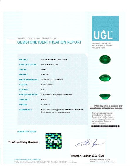 Green Emerald Oval GIA Certified 8.63  cts.
