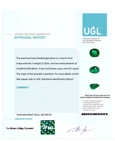 Copy of 5.32 cts.   Emerald Oval GIA Certified