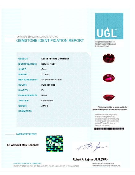 Ruby Oval GIA Certified Untreated 2.18  cts.