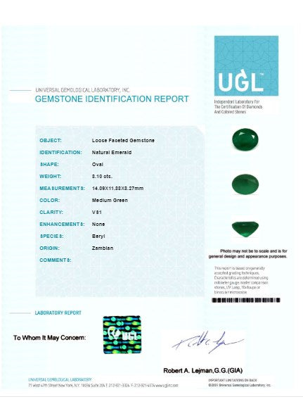 Green Emerald Oval GIA Certified Untreated 8.10 cts.