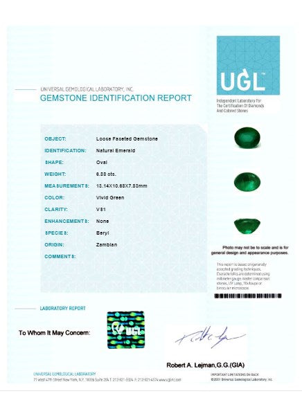 Green Emerald Oval GIA Certified Untreated 6.87 cts.