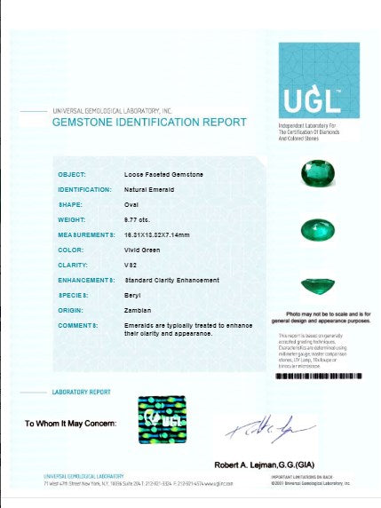 Green Emerald Oval GIA Certified 9.76 cts.