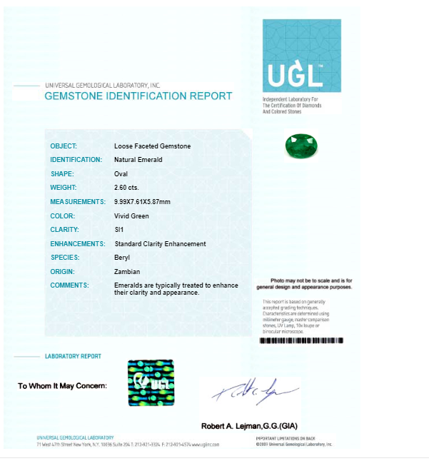 Copy of 2.59 cts. Emerald Oval GIA Certified