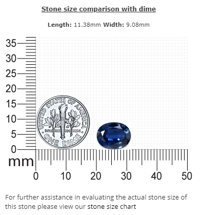BLUE SAPPHIRE AGL Certified Untreated 4.09  cts. Oval