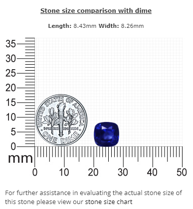 BLUE SAPPHIRE GIA Certified Untreated  4.48 cts. Cushion