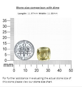 Yellow Sapphire Cushion GIA Certified Untreated 9.69 cts.