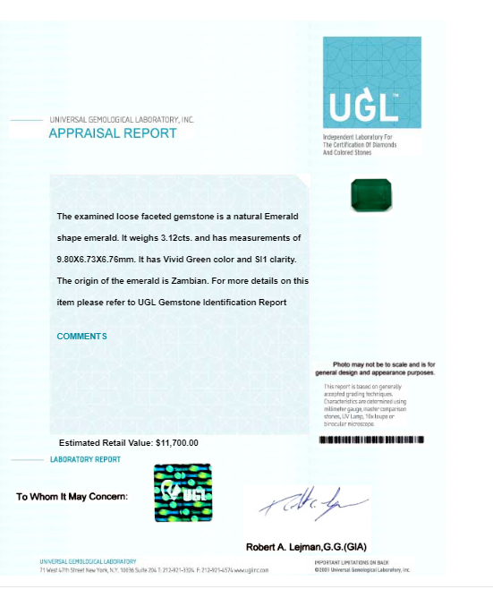 Copy of 3.11 cts. Emerald Cut Emerald GIA Certified