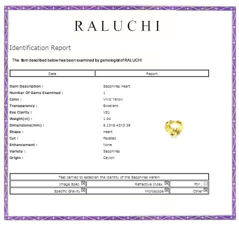 Yellow Sapphire Heart Untreated 1.03cts.