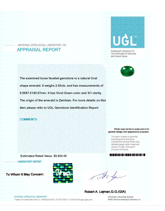 Copy of 2.59 cts. Emerald Oval GIA Certified