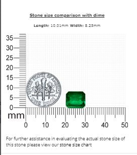 Green Emerald Cut Emerald GIA Certified 3.63 cts.