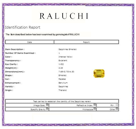 Yellow Sapphire Emerald Cut 2.22 cts.