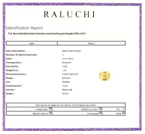 Yellow Sapphire Emerald Cut Untreated 1.20 cts.