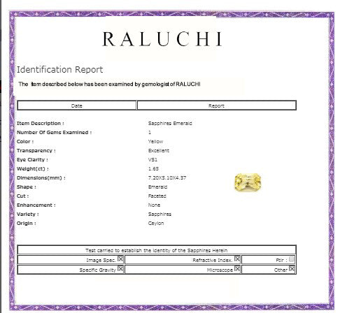 Yellow Sapphire Emerald Cut Untreated 1.64cts.