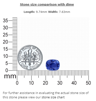 BLUE SAPPHIRE  GIA Certified Untreated  4.34 cts.  Cushion