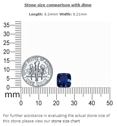 BLUE SAPPHIRE GIA Certified 2.98 cts.  Cushion