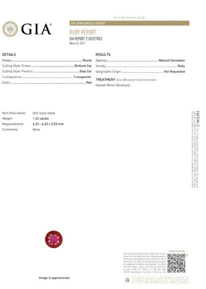 Ruby Round GIA Certified 1.23 cts.