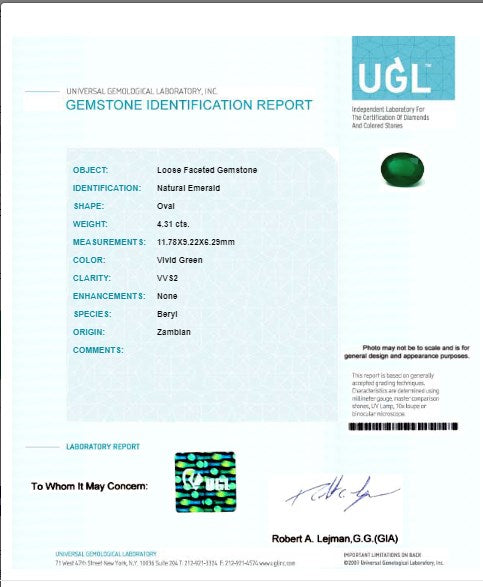 4.30 cts. Emerald Oval GIA Certified Untreated