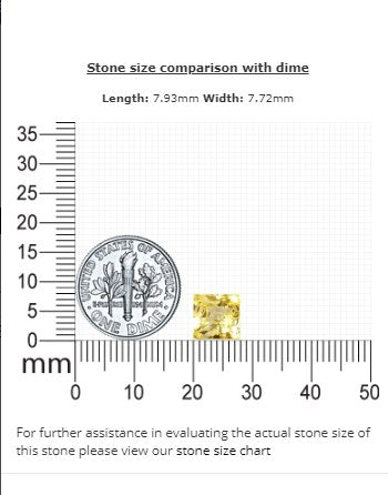 Yellow Sapphire Square GIA Certified Untreated 3.59cts.