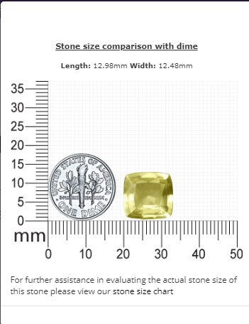 Yellow Sapphire Cushion GIA Certified Untreated 9.89 cts.