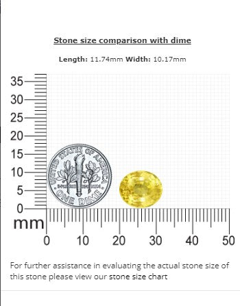 Yellow Sapphire Oval GIA Certified Untreated 7.43cts.