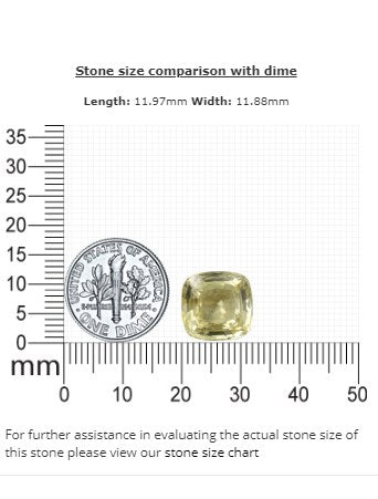 Yellow Sapphire Cushion GIA Certified Untreated 9.69 cts.