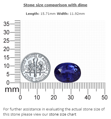 BLUE SAPPHIRE Oval 15.81 cts. Untreated GIA  Certified