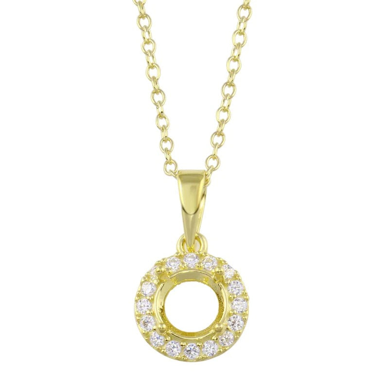 center stone mount Pendant with Necklace