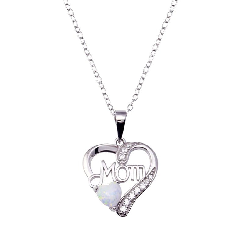 Mom Heart Opal  Adjustable Necklace