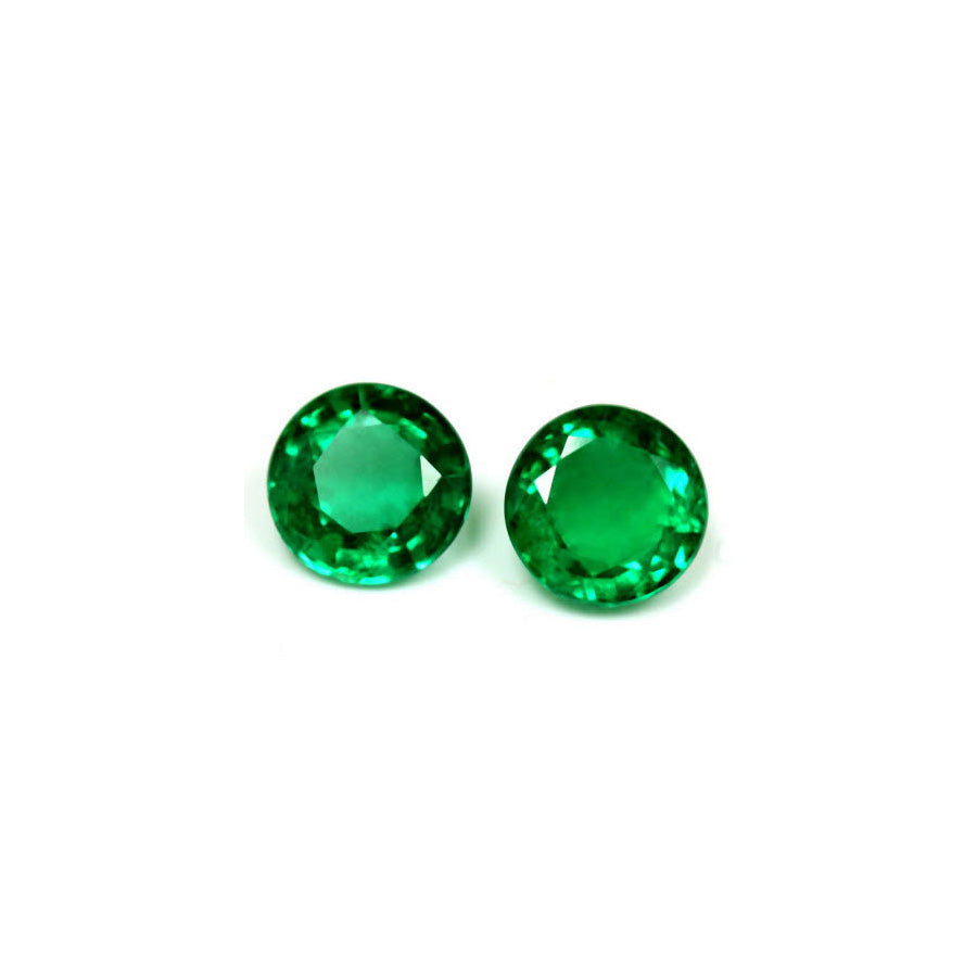 Green Emerald Round Matched Pair GIA Certified 3.29 cttw.